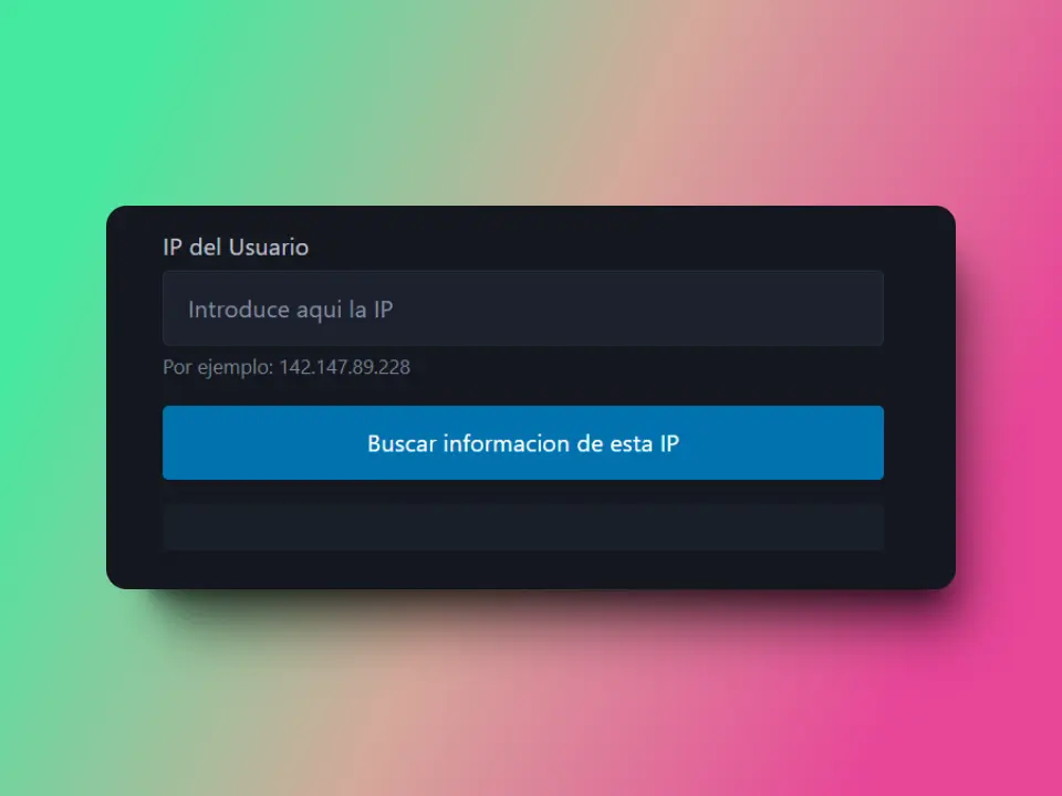 Captura de pantalla del proyecto Buscar info de IP